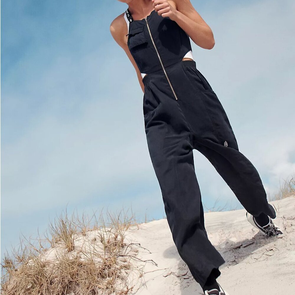 NWT Free People Movement Mojave Overalls Black Sz M